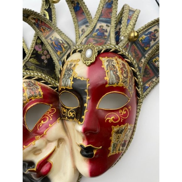 VTG Authentic hand made in Italy Venetian carnival jester dual wall mask - Picture 10 of 14